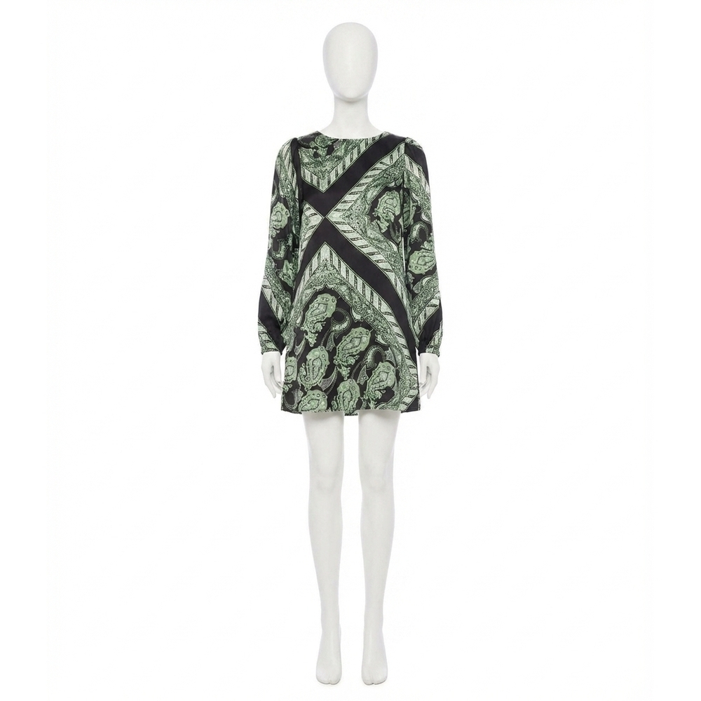 NEW FIFTEEN TWENTY juliette florence print mini dress in black/ green